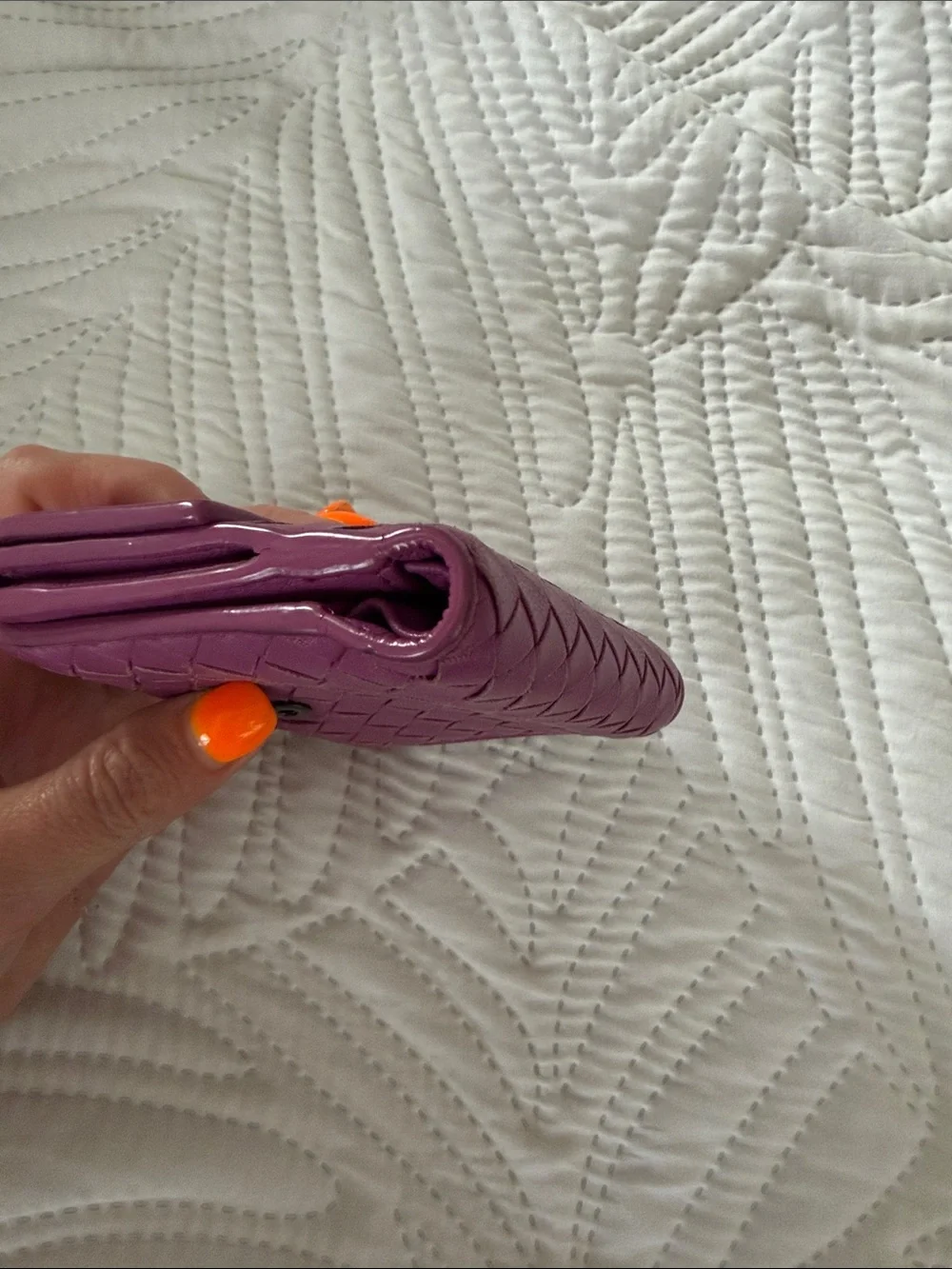 Bottega Veneta Intrecciato Fold-Over Wallet - Plum Purple